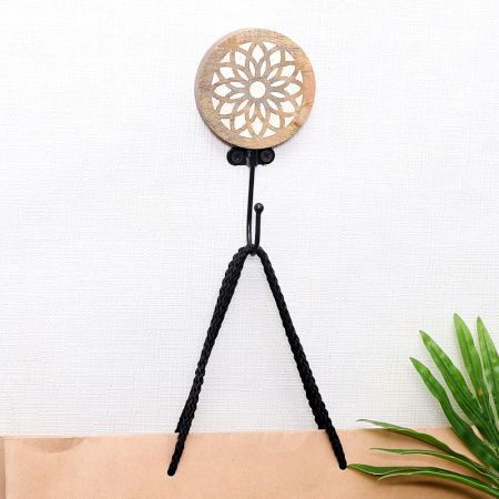 Geometric Pattern Brown Wooden Hooks for Hanging Coats